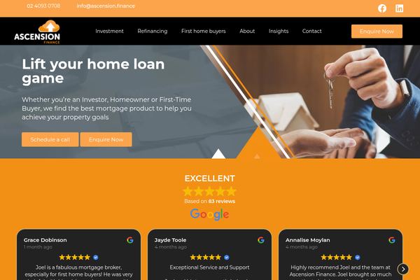 Ascension Finance Newcastle website preview