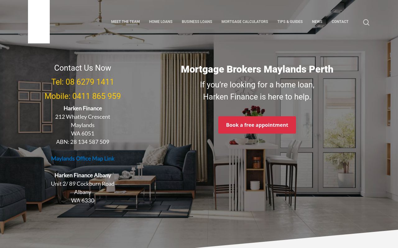 Harken Finance - Mortgage Brokers Perth website preview