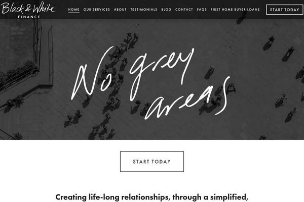 Black and White Finance website preview