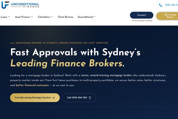 Unconditional Finance Mortgage Brokers Sydney website preview
