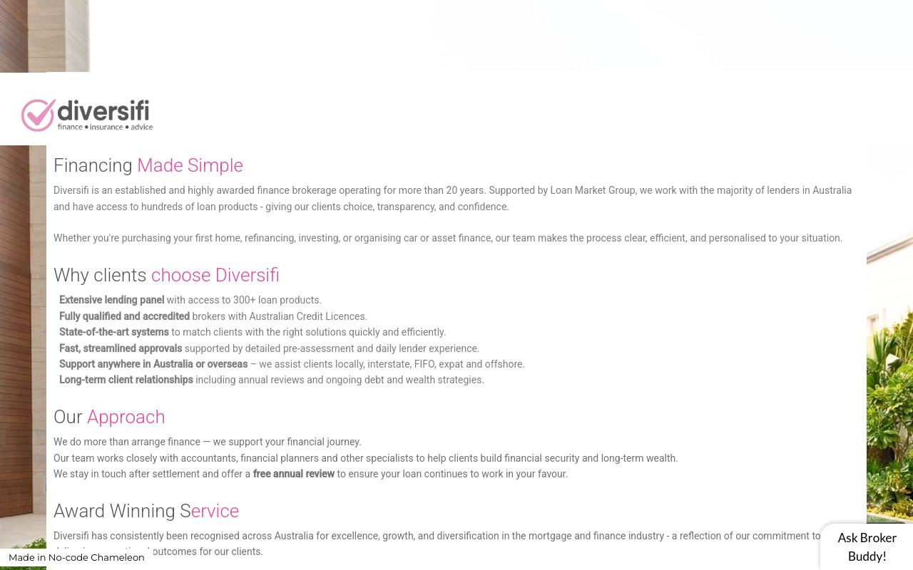 Diversifi website preview
