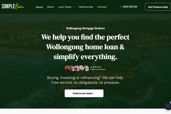 SimpleFin - Wollongong Mortgage Brokers website preview